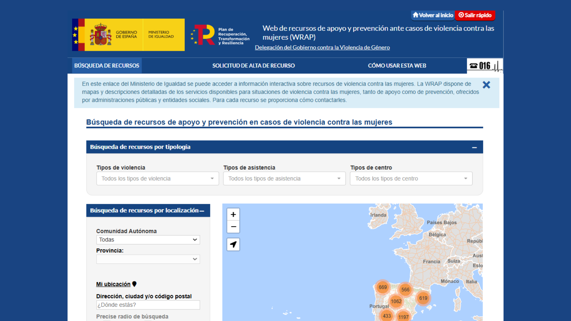 Web de recursos de apoyo y prevención ante casos de violencia contra las mujeres (WRAP)